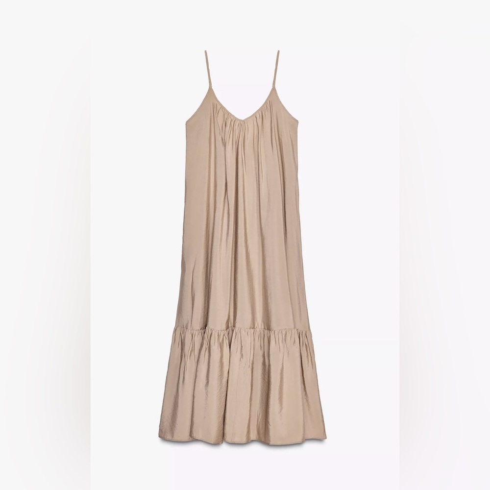 ZARA Flowy Midi Dress in Stone!